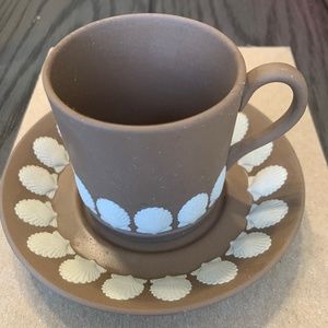 Wedgwood Brown Jasperware espresso cup and saucer